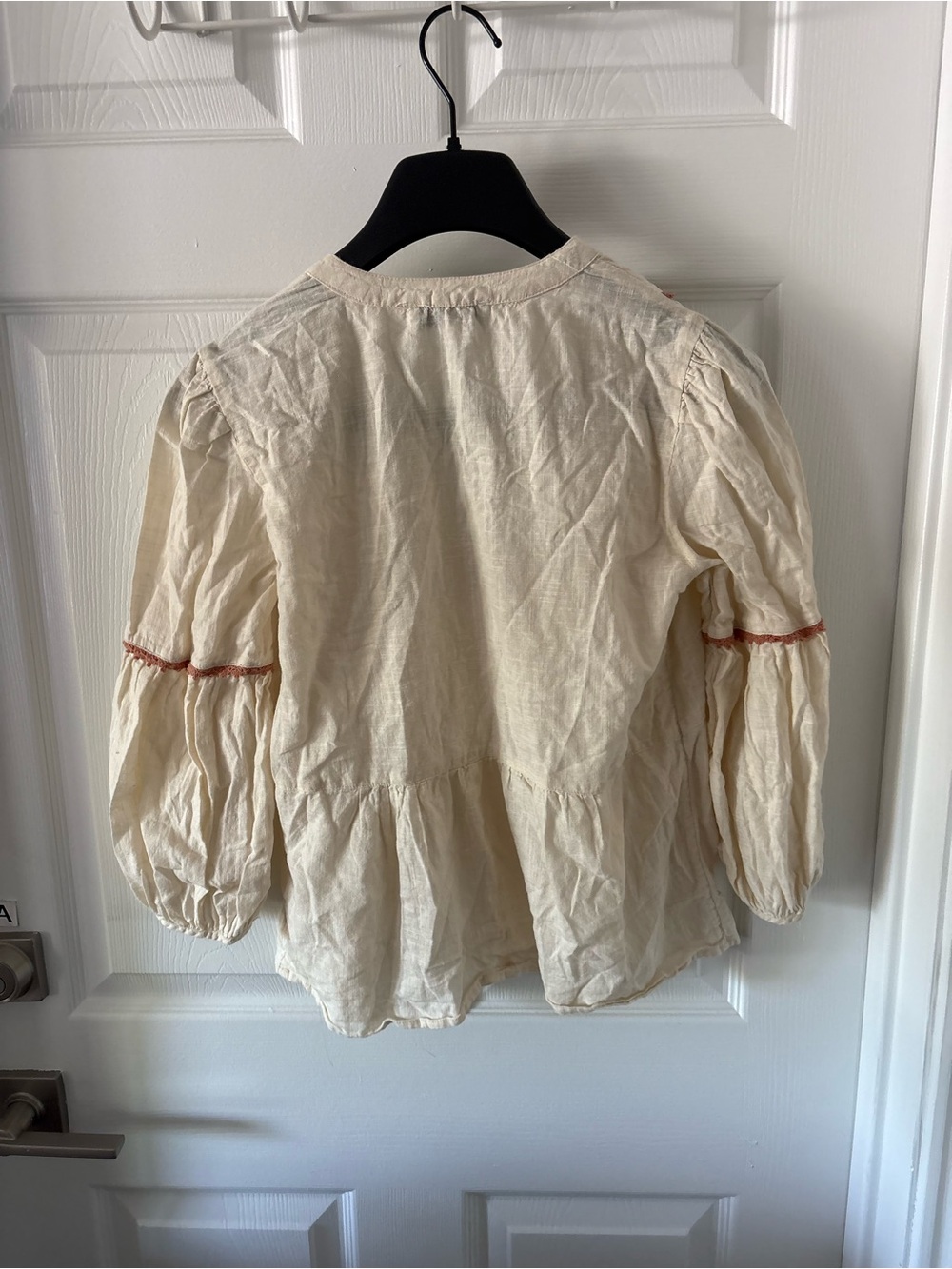 Calligraphie Boho Cream Embroidered Floral Peasant Blouse Size S - Picture 2 of 5